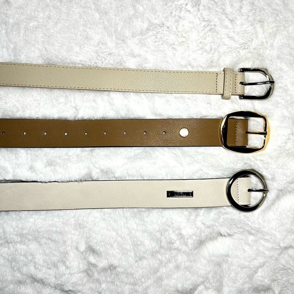 STEVE MADDEN Belt Set of 3 Women’s Size Small, Faux Leather, White Tan Creme